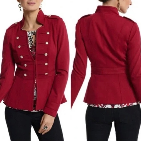 White House Black Market Trophy Military Red Jacket - Picture 3 of 14